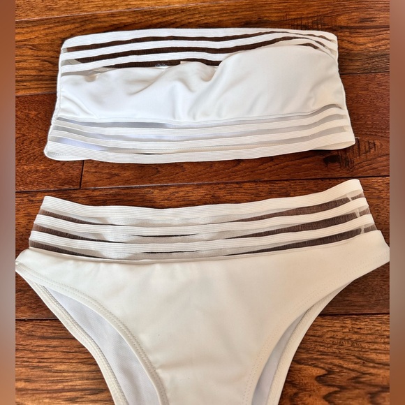 Shein White Mesh Strapless Bikini Size S - Picture 4 of 6